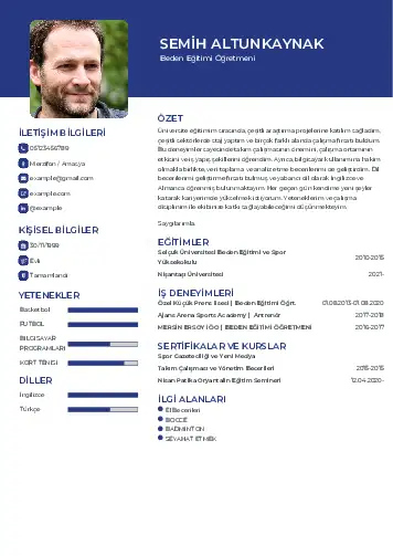 Beden Eğitimi Öğretmeni CV Örnekleri cv indir